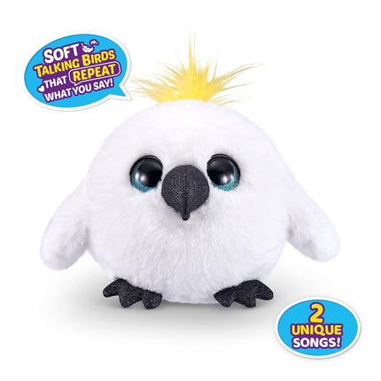 Pets Alive Chirpy Birds, Meemi the White Cockatoo, Surprise Interactive Toy Pets with Electronic Speak and Repeat, Sings 2 Unique Songs, 5 Layers of Surprises, 23 cm, Ages 3+, (White Cockatoo)