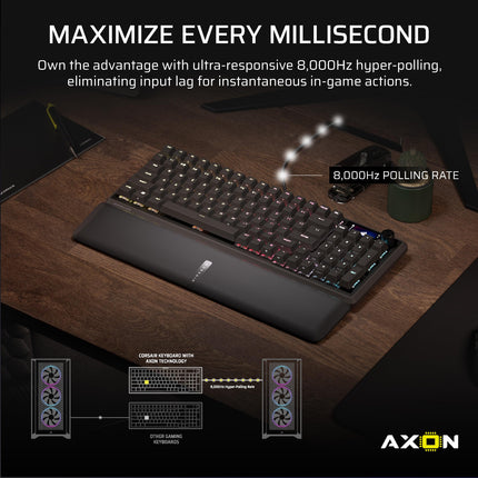 Teclado mecánico para juegos con cable Corsair Vanguard 96 – Distribución del 96 %, interruptores táctiles MLX Fusion, tasa de sondeo de 8000 Hz, pantalla LCD, Virtual Stream Deck, teclas G, Flashtap SOCD, QWERTY EE. UU. – Negro