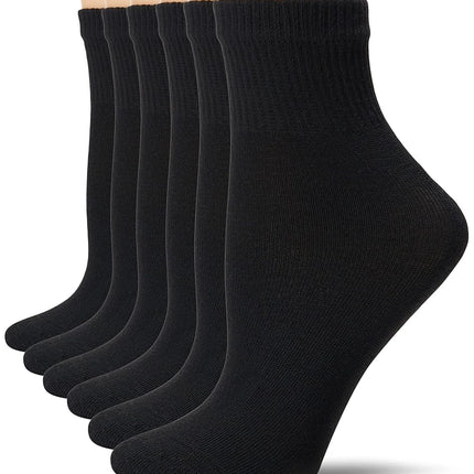 Hanes Women`s Ultimate 6-Pack Ankle Socks, 5-9, Black