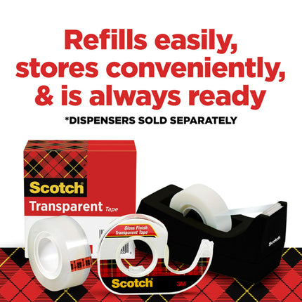 Scotch Transparent Tape, 3/4 in x 1000 in, 24 Boxes (600K24)
