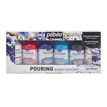 PEBEO Pouring Medium, Acrylic, White, Red, Blue, T