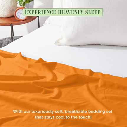 Sábana Plana Premium Elegant Comfort de 1 Pieza con Calidad de Hotel, Sábana Plana de Lujo y la Más Suave de 1500 Hilos de Calidad Egipcia, Resistente a Arrugas, Manchas y Decoloración, California King, Naranja