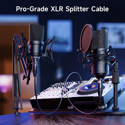 Cable Matters Balanced XLR Splitter Cable - 1.5ft / 0.5m, Male to 2 Female XLR Y Cable, Microphone Splitter 1 Male to 2 Female