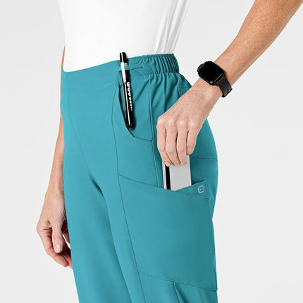 WonderWink Tall Size Women's Flat Front Cargo Pant, Teal Blue, X-Small Petite