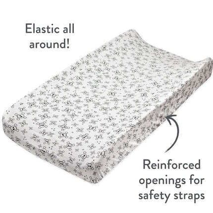 HonestBaby Baby Organic Cotton Changing Pad Covers (Set of Two) Winter Accessory, Tossed Skulls/Black, One Size