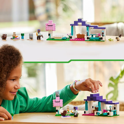 LEGO Minecraft The Animal Sanctuary, Building Toys for Girls and Boys Aged 7 Plus with Character Figures, plus Baby Zombie, Cow, Wolf, Rabbit, Magenta Sheep & Cat, Gift for Gamers and Kids 21253