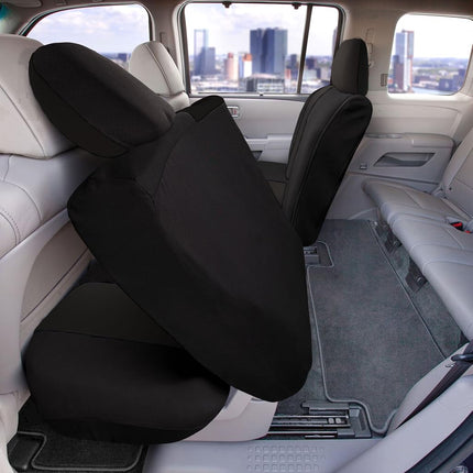 FH GROUP Back Seat Cloth Car Seat Cover - Universal Fit Rear Seat Covers for Cars with Rear Split Bench, Car Interior Accessories for SUV, Sedan, Van, Black