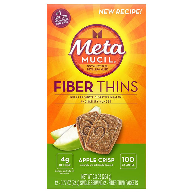 Metamucil Meta Multi-grain Fiber Wafers by Meta, Apple Crisp, 24 count (Pack of 3)