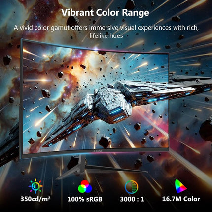 Z-Edge UG27 27-inch Curved Gaming Monitor 16:9 1920x1080 200/144Hz 1ms Frameless LED Gaming Monitor, AMD Freesync Premium Display Port HDMI Build-in Speakers