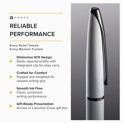 CROSS 886-43FS ATX Brushed Metallic Fountain Pen with Fine Nib - Chrome