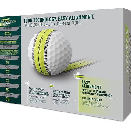 TaylorMade Golf Tour Response Stripe Balle Multi-pack Douzaine, Blanc