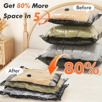 GONGSHI Vacuum Seal Bags for Clothing Travel & Home Storage, Travel Vacuum Bags with Pump,Space Saver for Blankets, Comforters, Pillows, Clothes,12 Combo