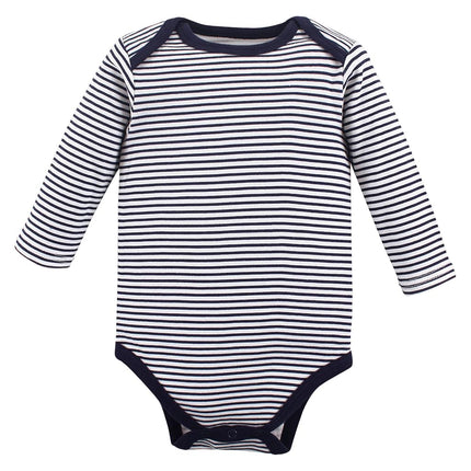 Hudson Baby unisex-baby Cotton Long-sleeve Bodysuits, Gray Fire Truck, 9-12 Months