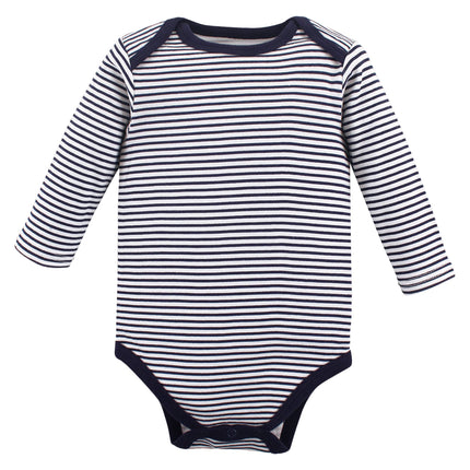 Hudson Baby unisex-baby Cotton Long-sleeve Bodysuits, Gray Fire Truck, 9-12 Months