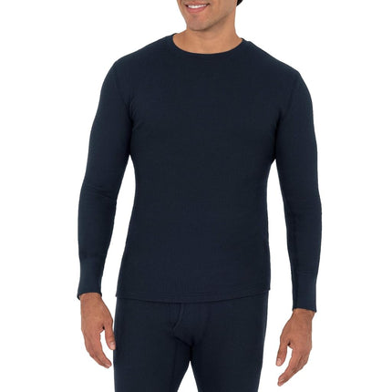 Fruit of the Loom Men's Recycled Waffle Thermal Underwear Crew Top (1 and 2 Packs) Pajama, Navy, 3X