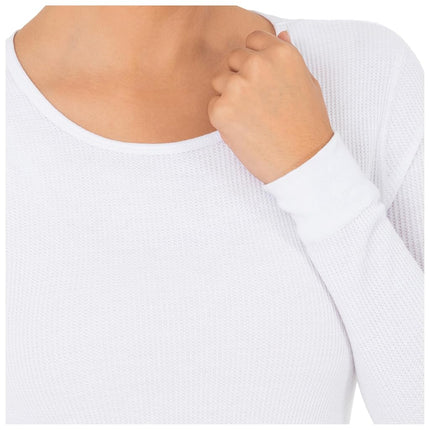 Fruit of the Loom Women's Micro Waffle Premium Thermal Underwear Tee Shirt Pajama Top, White, L