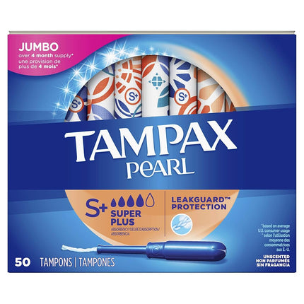 Tampax Pearl Tampons with Plastic Applicator, Supe