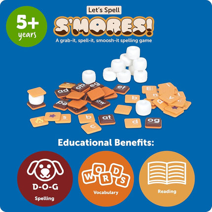Learning Resources Let's Spell S'Mores!, Alphabet Flash Cards, Word Games, Learn to Read, Dyslexia Tools for Kids, Ages 5+, 62 Pieces