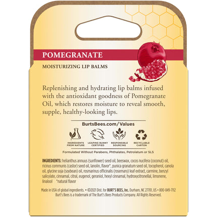 Burt's Bees 100% Natural Lip Balm, Pomegranate, 0.15 Ounce, 4 Count. by Burt's Bees