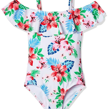 Kanu Surf Girls Peggy Upf50Beach Sport Off Shoulder One Piece Swimsuit, Peggy White, 10