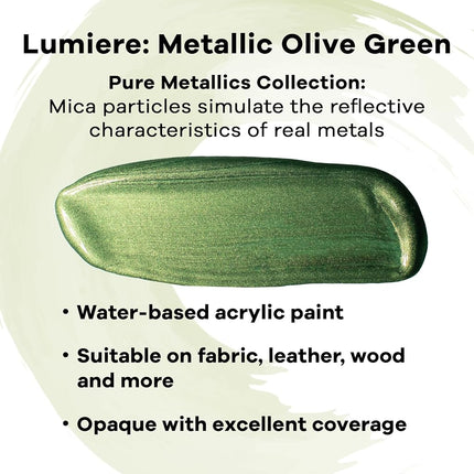 Jacquard Lumiere Fabric Colour 240ml Jar - Metallic Olive Green