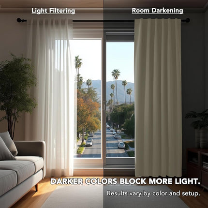 Deconovo Blackout Curtains for Kitchen Window, Back Tab and Rod Pocket Curtains, Room Darkening Curtains, 52x45 Inch, Light Beige, 2 Panels
