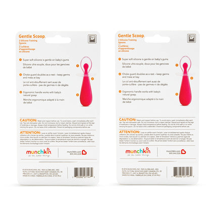 Cuillères d'apprentissage en silicone Munchkin avec protège-étouffement pour la diversification alimentaire de bébé, bleu/vert (paquet de 4)