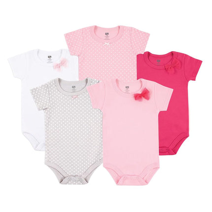 Hudson Baby Baby Cotton Bodysuits, Basic Bow, 9-12 Months