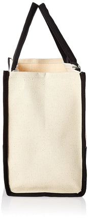 Mud Pie Classic Black and White Initial Canvas Tote Bags (D), 100% Cotton, 17" x 19" x 2"