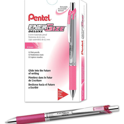 Pentel EnerGize Mechanical Pencil (0.5mm) Pink Accents, Box of 12 (PL75P) by Pentel