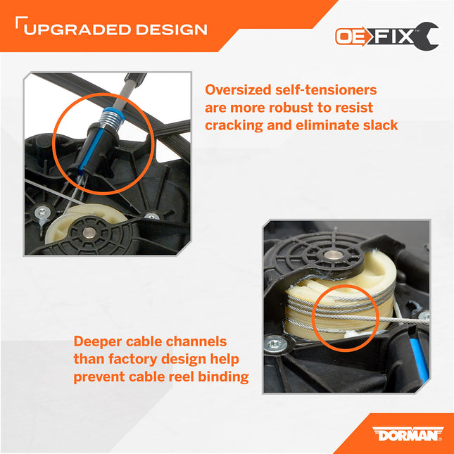 Dorman 740-603 Regulador de elevalunas eléctrico delantero del lado del pasajero (solo regulador) compatible con modelos selectos de Tesla (OE FIX)
