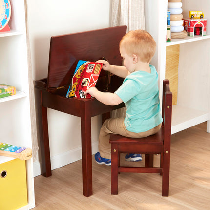 Mesa y silla elevables Melissa & Doug para niños (muebles infantiles, expreso, marrón, 2 piezas, 40,9 cm de alto x 60 cm de ancho x 58,9 cm de largo, gran regalo para niñas y niños, ideal para niños de 3, 4, 5, 6, 7 y 8 años)