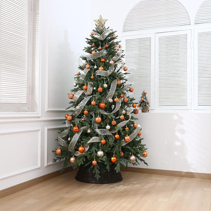 LUCKYCHRIS Christmas Ball Ornaments Copper Orange Christmas Tree Decorations with Hang Rope-36pcs Shatterproof Christmas Ornaments Set with 6 Styles in 3 Sizes(Small Medium Large)