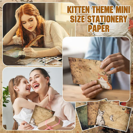 TaoBary 160 Pcs Cat Stationery Paper and Envelopes Set, 5.5 x 8.25''