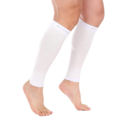 Doc Miller Calf Compression Sleeves for Men & Women, Footless Leg Compression Socks Support for Runners, 15–20mmHg Graduated, Shin Splints, Varicose Veins, Pain Relief & Swelling (1 Pair)