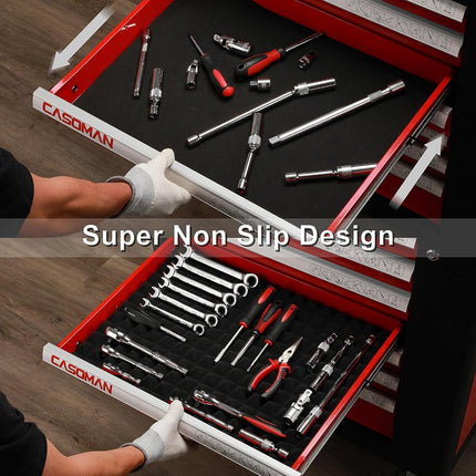 CASOMAN 4PCS Professional Toolbox Liner, Trap Mat Universal Tool Drawer Liner, Non-Slip Foam Inserts, Easy Cut, Black, 23.6"x15.7"