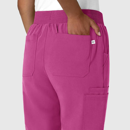 WonderWink Women's Jogger Utility Scrub Pant, Raspberry, 3X Petite