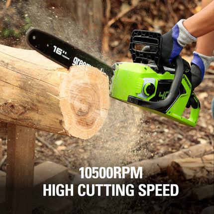 Greenworks 40V 16" Brushless Cordless Chainsaw (Gen 2) (Great for Tree Felling, Limbing, Pruning, and Firewood / 75+ Compatible Tools), Tool Only