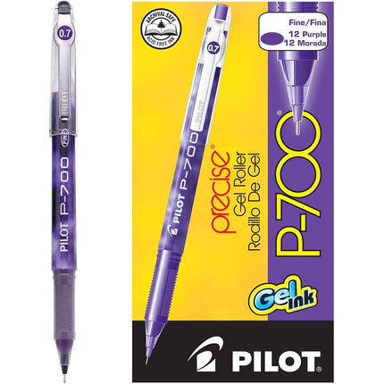 Pilot Precise P-700 Gel Ink Rolling Ball Pens, Fine Point, Purple Ink, Dozen Box (38621)