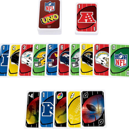 Mattel Games UNO NFL Card Game in Storage Tin Box for Kids, Adults, Parties & Travel with NFL Team Logos & Special Rule (Amazon Exclusive)