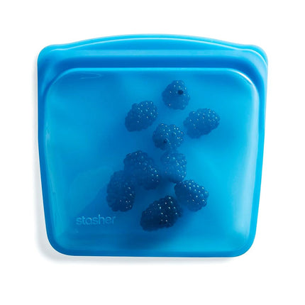 Stasher Sandwich Bag (Blueberry) | Reusable Freezer Bags For Travel and Food Storage | Silicone Plastic Food Bags | 21cm x 20.3cm x 1.3cm / 440ml