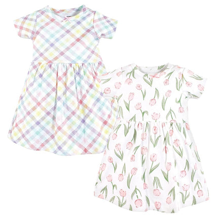 Robes en coton pour bébés filles Hudson Baby, Tulipes roses, 6-9 mois