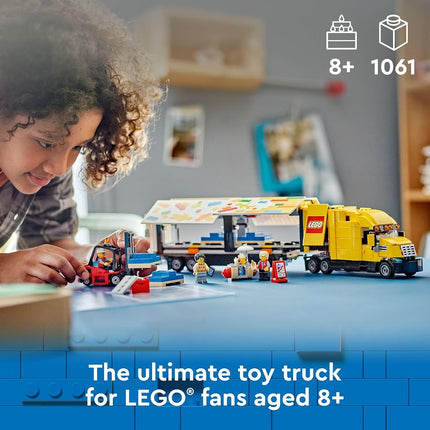 LEGO City Delivery Truck (60440) Playset for Ages 8 & Up, Featuring a Truck with a Large Trailer Pallets of Playsets, a Functioning Toy Forklift Truck & a Hot-Dog Stand