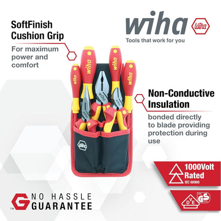 Wiha 32985 7 Piece Insulated Industrial Pliers/Cutters/Drivers Belt Set