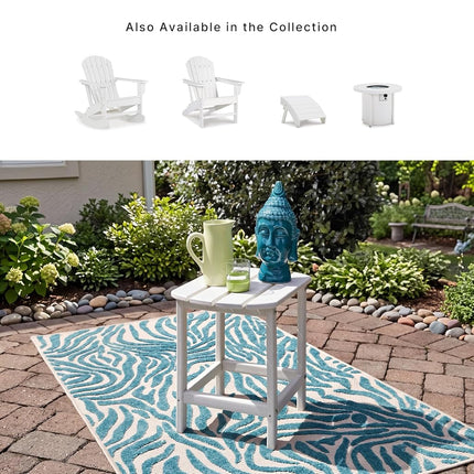 Ashley Furniture Signature Design - Table d'appoint d'extérieur Sundown Treasure - Plastique rigide - Plateau à lattes - Blanc