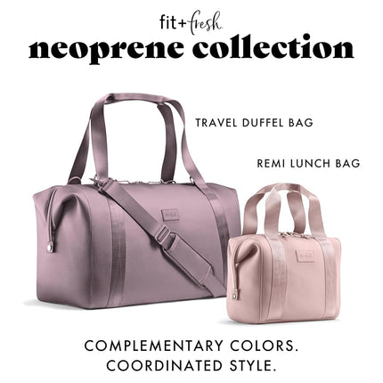 Fit & Fresh Remi Lunch Bag for Women Work – Neoprene Lunch Tote with Containers & Ice Pack, Reusable Meal Prep Lunch Box, Large Capacity, Machine Washable, Mauve