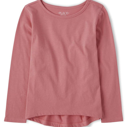 The Children's Place Girls' Single Long Sleeve Basic Layering T-Shirt, Lotus Flower, Medium
