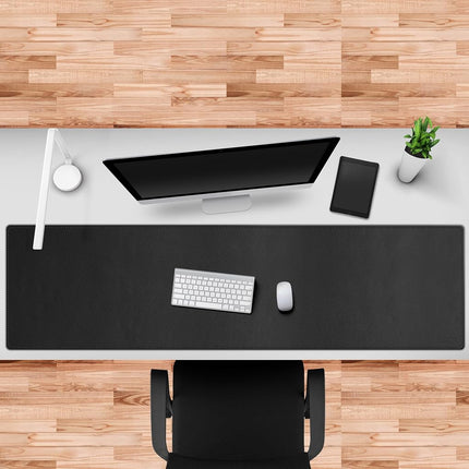 Cacoy 160x40cm Multifunctional Computer Desk Pad, Waterproof PU Leather Mouse Pad, Desk Writing Mat for Office and Home (Black)