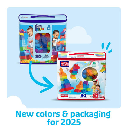 MEGA BLOKS First Builders Big Building Bag Toddler Blocks Toy Blue