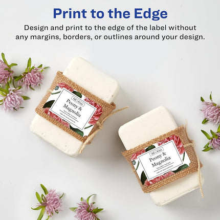 Avery Durable Waterproof Rectangle Scalloped Labels with Sure Feed, 2" x 3", 200 Oil and Tear-Resistant Waterproof Labels, Print-to-The-Edge, Laser/Pigment-Based Inkjet Printable Labels